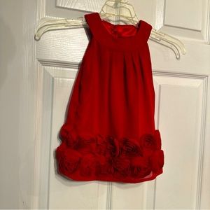 Old Navy Baby Girls 12-18 Dressy Flower Hem Red Sleeveless Dress Lined Infant
